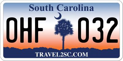 SC license plate OHF032