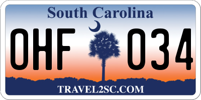 SC license plate OHF034