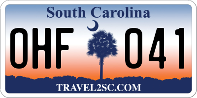 SC license plate OHF041