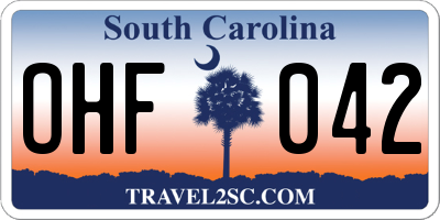 SC license plate OHF042