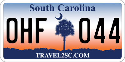 SC license plate OHF044