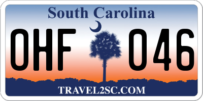 SC license plate OHF046