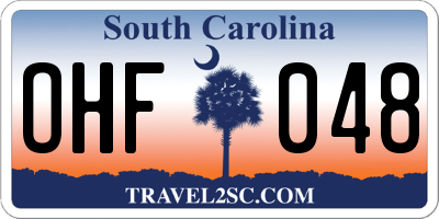SC license plate OHF048
