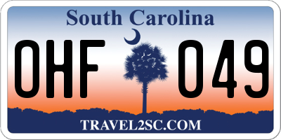 SC license plate OHF049
