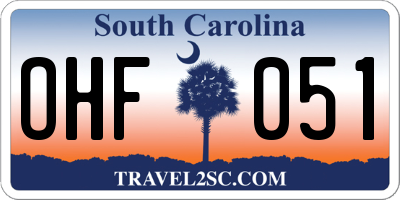 SC license plate OHF051