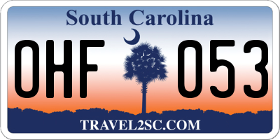 SC license plate OHF053