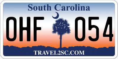 SC license plate OHF054