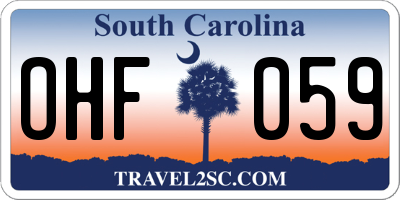 SC license plate OHF059