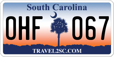 SC license plate OHF067