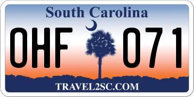 SC license plate OHF071