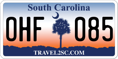 SC license plate OHF085