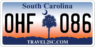 SC license plate OHF086