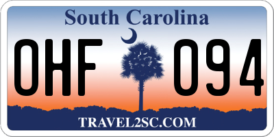 SC license plate OHF094