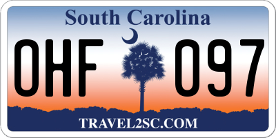 SC license plate OHF097