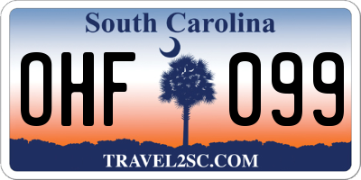 SC license plate OHF099