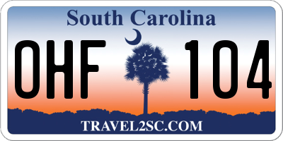 SC license plate OHF104