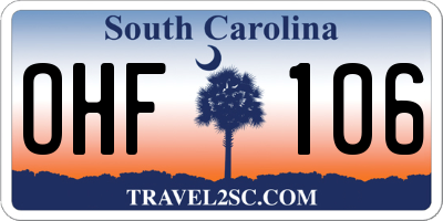 SC license plate OHF106