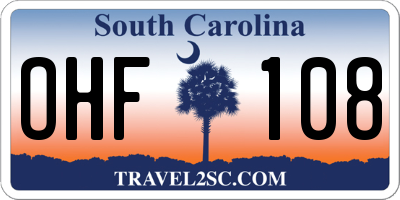 SC license plate OHF108
