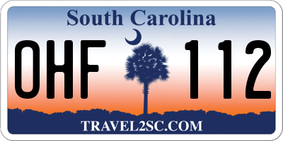 SC license plate OHF112
