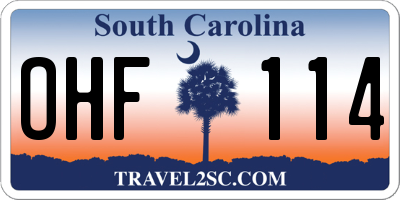 SC license plate OHF114