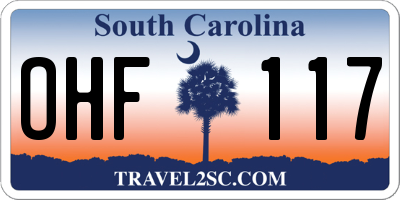 SC license plate OHF117