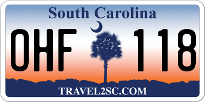 SC license plate OHF118