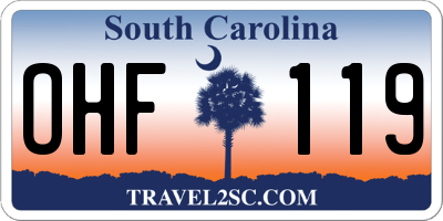 SC license plate OHF119