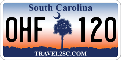 SC license plate OHF120