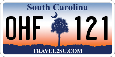 SC license plate OHF121