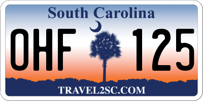 SC license plate OHF125