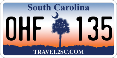 SC license plate OHF135