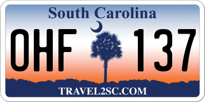 SC license plate OHF137