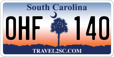 SC license plate OHF140