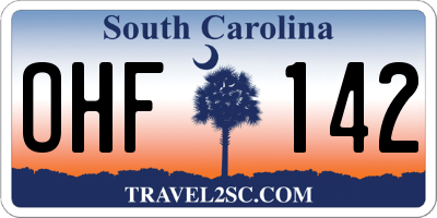 SC license plate OHF142