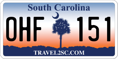 SC license plate OHF151