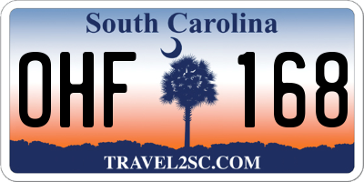 SC license plate OHF168