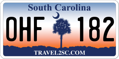 SC license plate OHF182