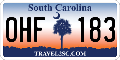 SC license plate OHF183