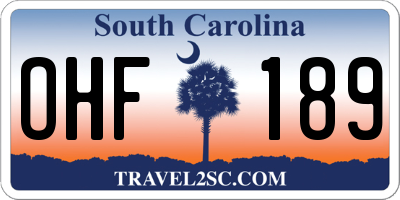SC license plate OHF189