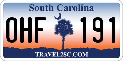 SC license plate OHF191