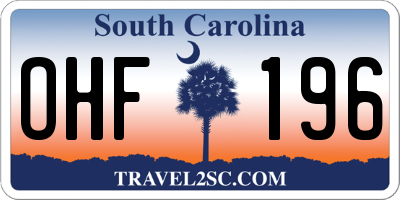 SC license plate OHF196