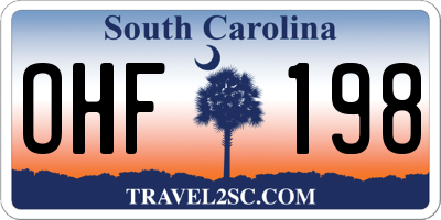 SC license plate OHF198