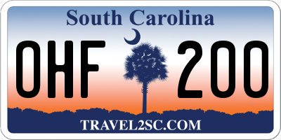 SC license plate OHF200