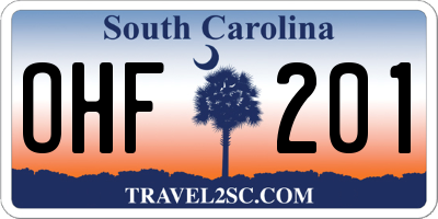 SC license plate OHF201