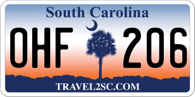 SC license plate OHF206
