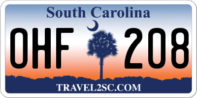 SC license plate OHF208