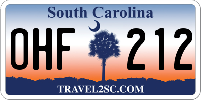 SC license plate OHF212
