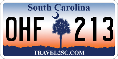 SC license plate OHF213