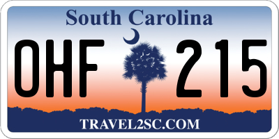 SC license plate OHF215
