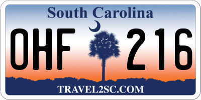 SC license plate OHF216